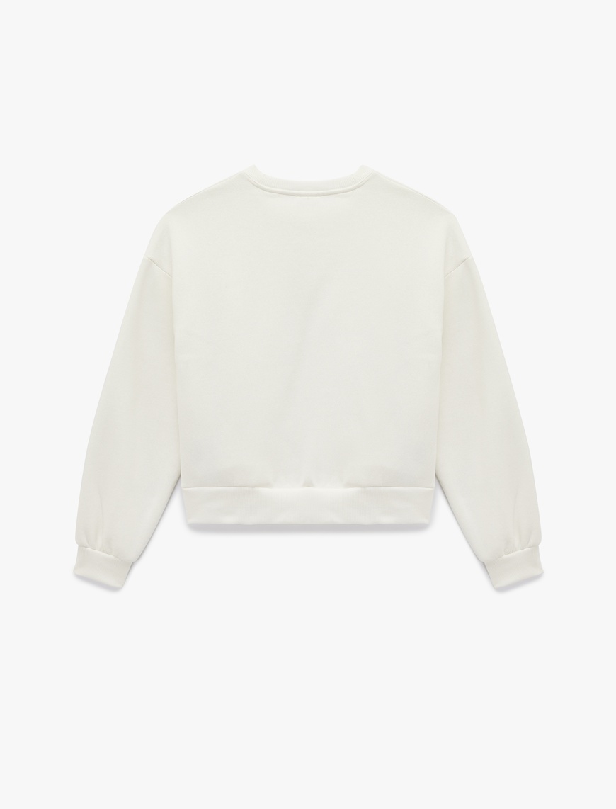   Üç İplik Şardonlu Uzun Kollu Bisiklet Yaka Basic Sweatshirt