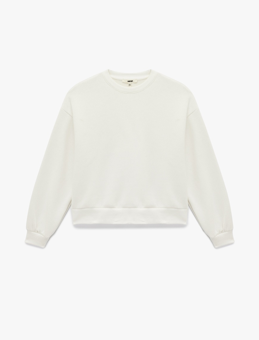   Üç İplik Şardonlu Uzun Kollu Bisiklet Yaka Basic Sweatshirt