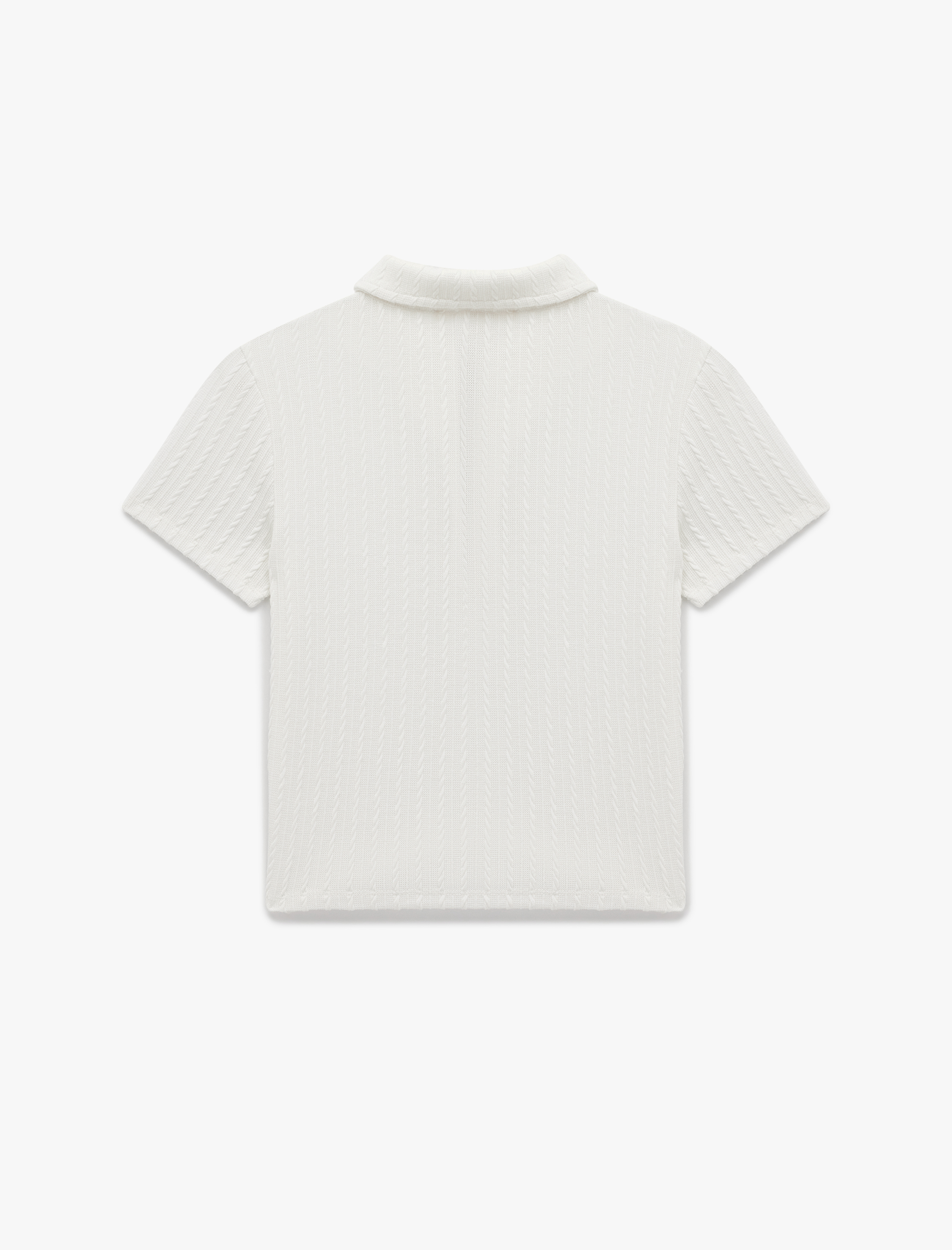   Slim Fit Saç Örgü Dokulu Kısa Kollu Fermuarlı Polo Yaka Tişört