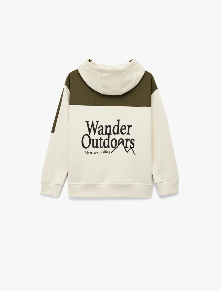 Erkek Çocuk Şardonlu Uzun Kollu Kapşonlu Nakış Detaylı Sweatshirt