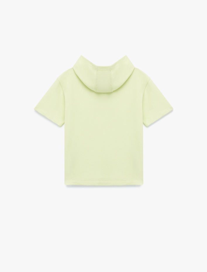 Erkek Çocuk Pamuklu Kısa Kollu Baskılı Kapşonlu Oversize Sweatshirt