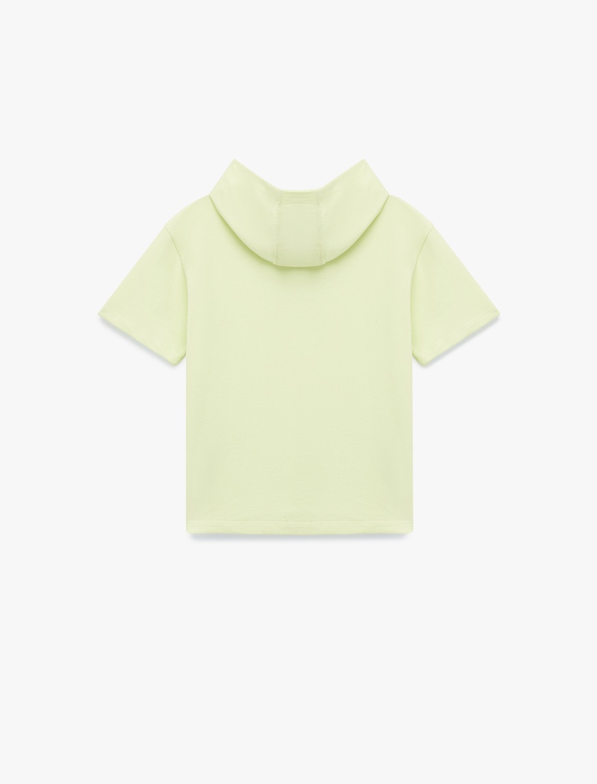  Erkek Çocuk Pamuklu Kısa Kollu Baskılı Kapşonlu Oversize Sweatshirt