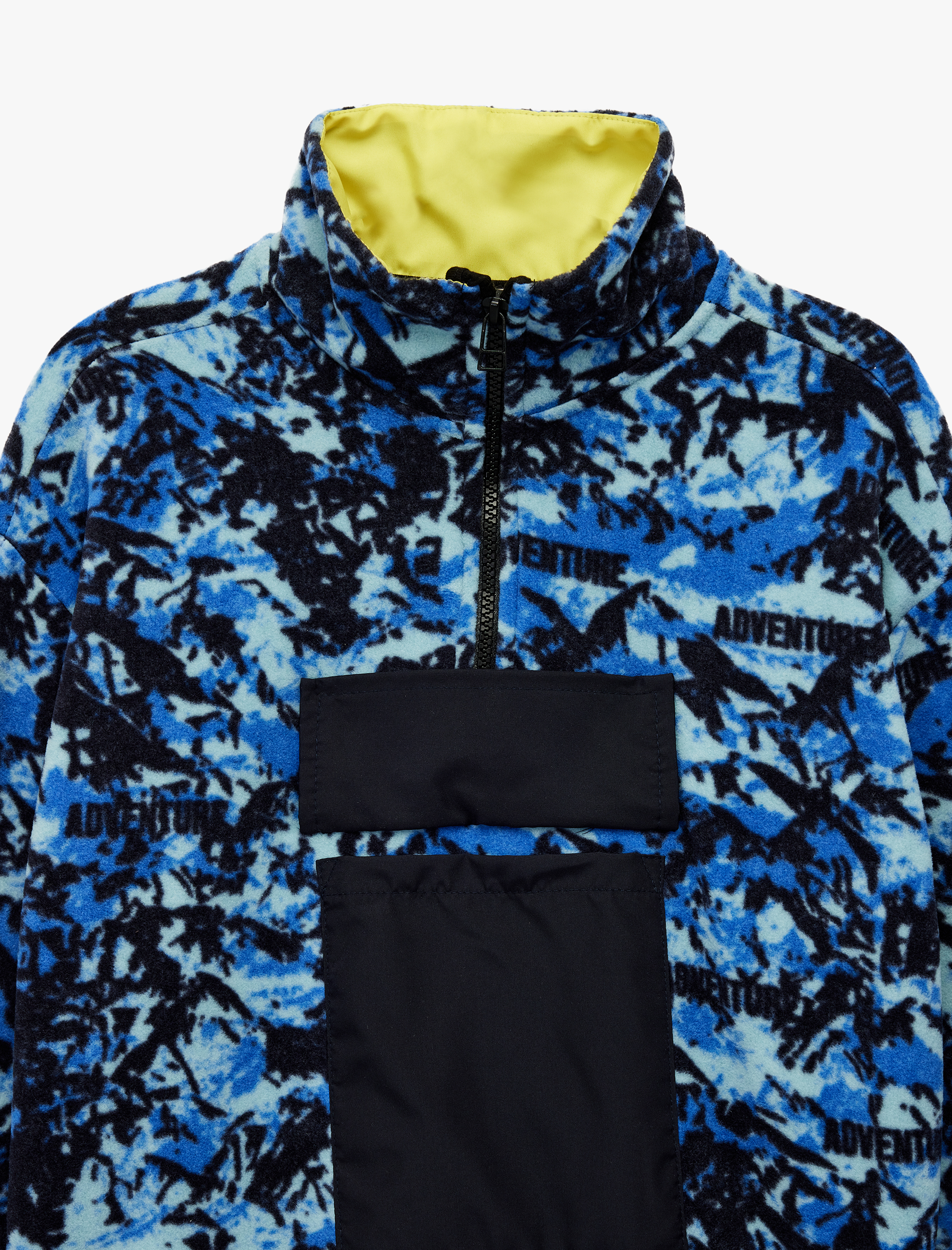  Erkek Çocuk Uzun Kollu Dik Yaka Kapaklı Cepli Desenli Oversize Polar Sweatshirt