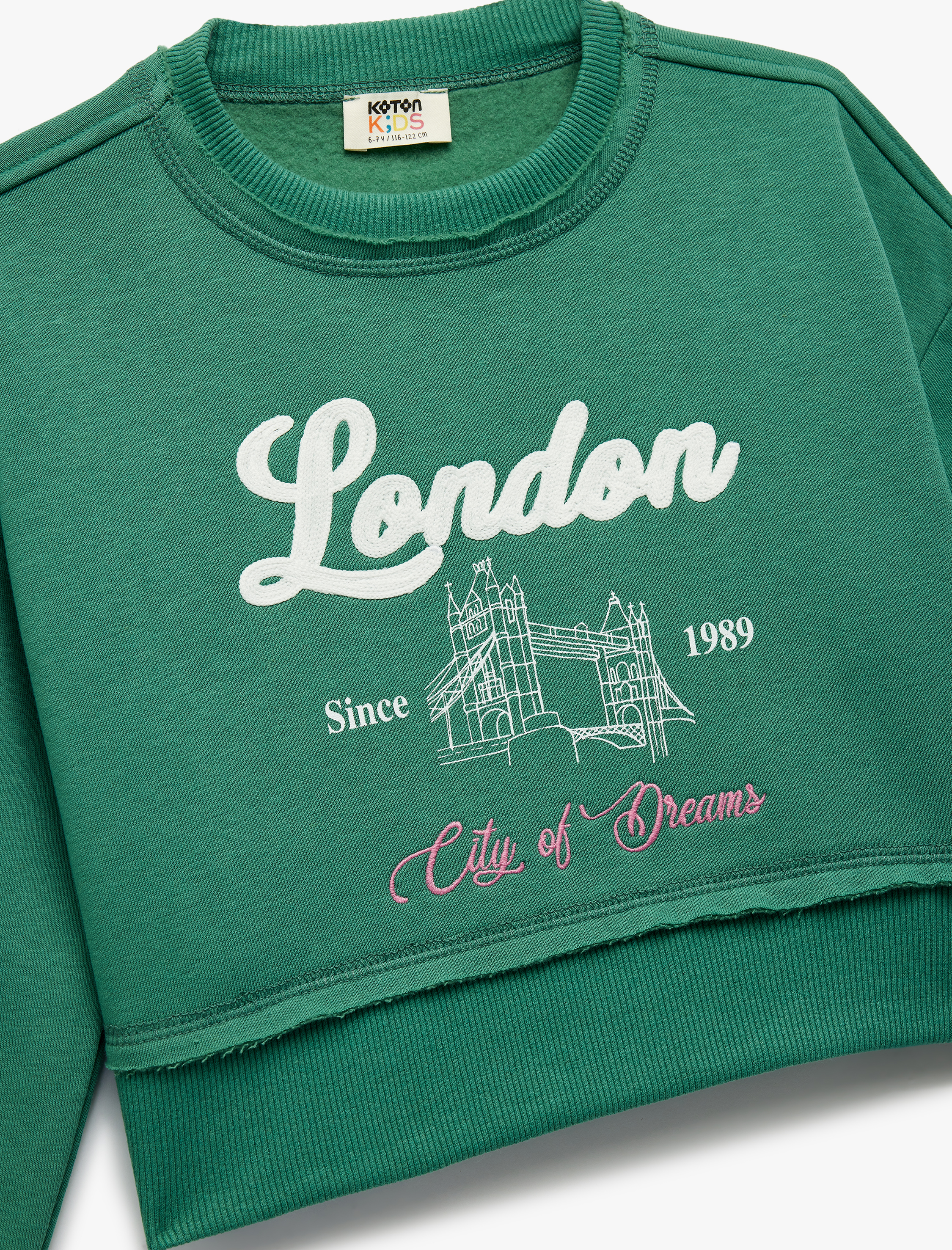  Kız Çocuk Şardonlu Uzun Kollu Bisiklet Yaka Baskılı Sweatshirt