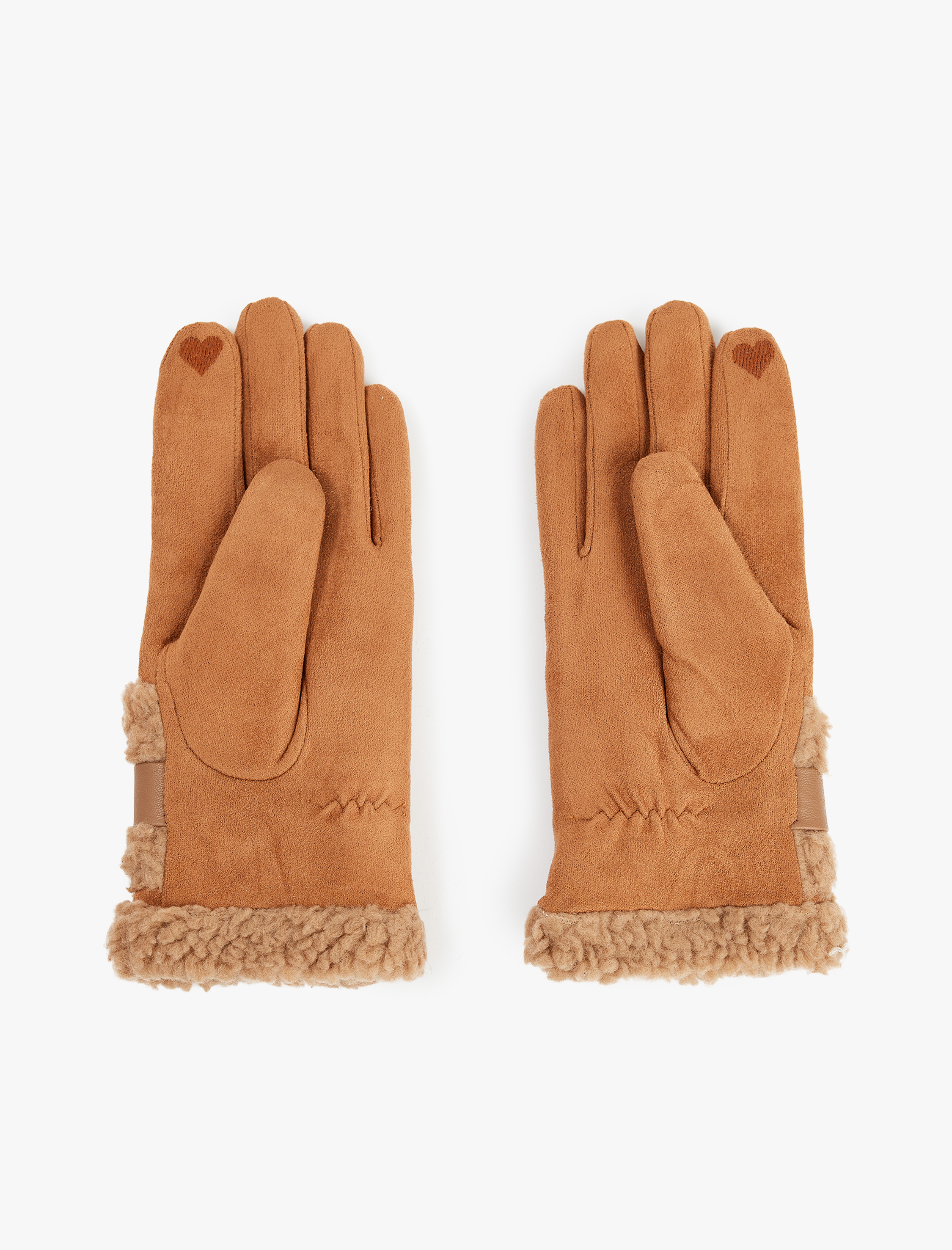  Kadın Kemer Detaylı Suni Süet Peluş Eldiven