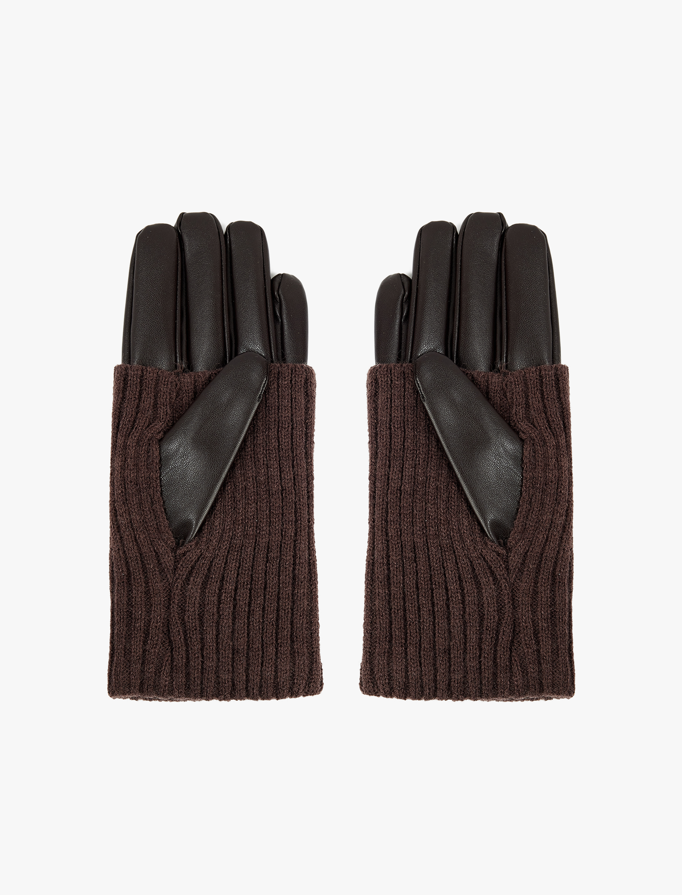  Kadın Triko Örgü Detaylı Suni Deri Eldiven - Koton X Sima Tarkan