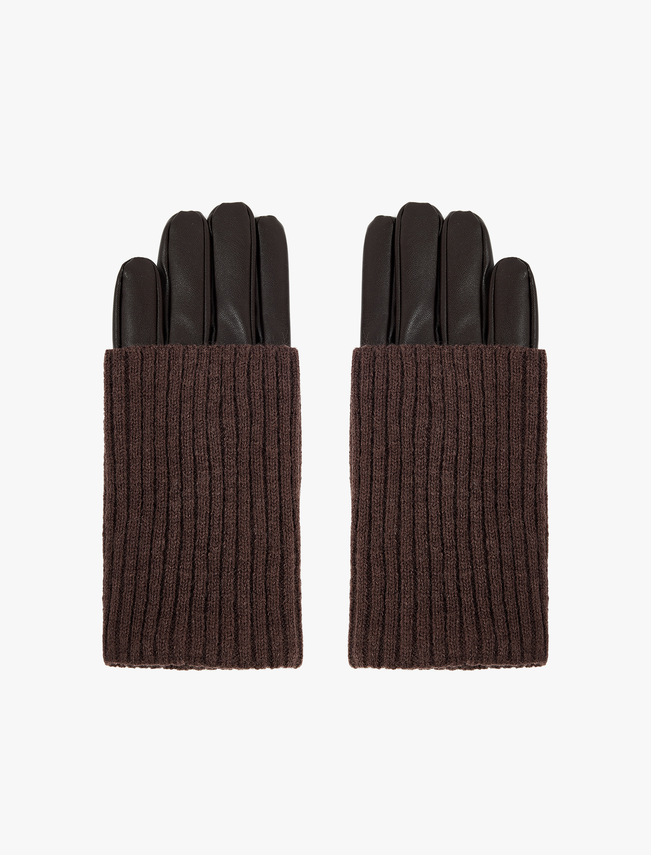  Kadın Triko Örgü Detaylı Suni Deri Eldiven - Koton X Sima Tarkan