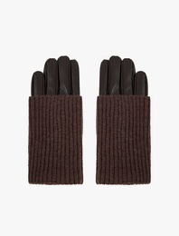 Triko Örgü Detaylı Suni Deri Eldiven - Koton X Sima Tarkan