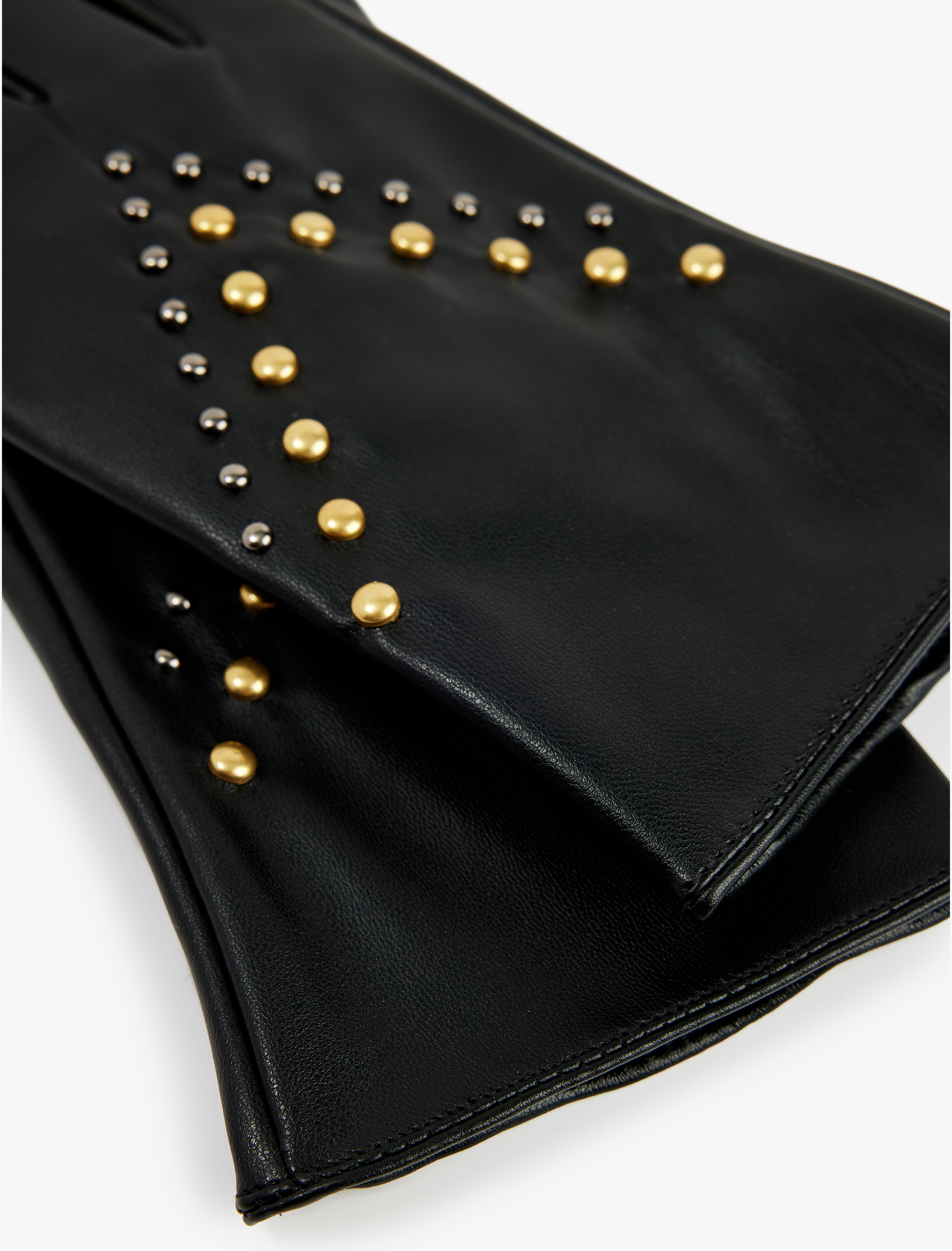  Kadın Metal Aksesuarlı Suni Deri Eldiven