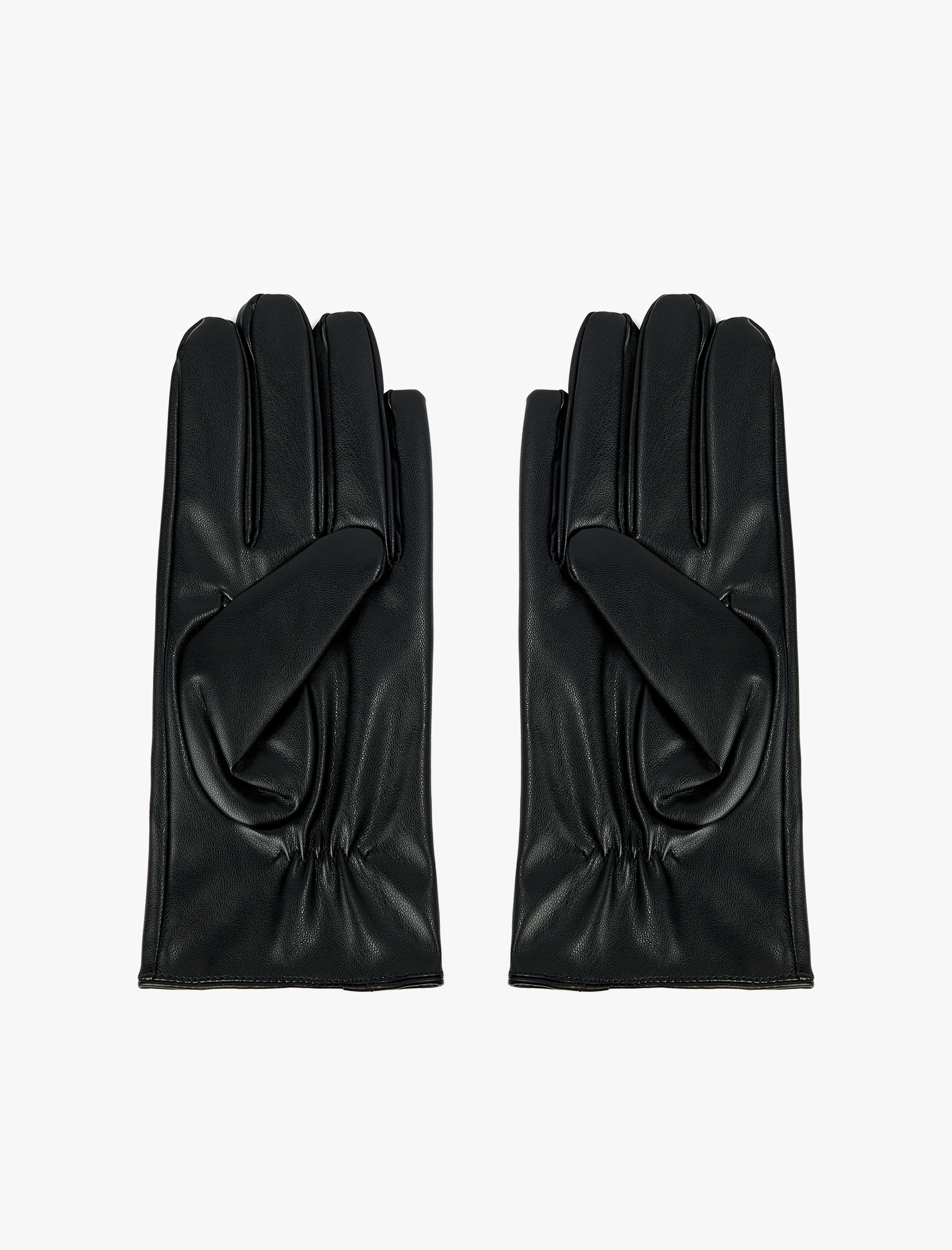  Kadın Metal Aksesuarlı Suni Deri Eldiven