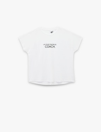 Rahat Kalıp Kısa Kollu Bisiklet Yaka Baskılı Spor Tişört