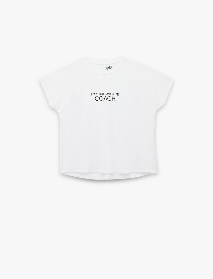  Rahat Kalıp Kısa Kollu Bisiklet Yaka Baskılı Spor Tişört