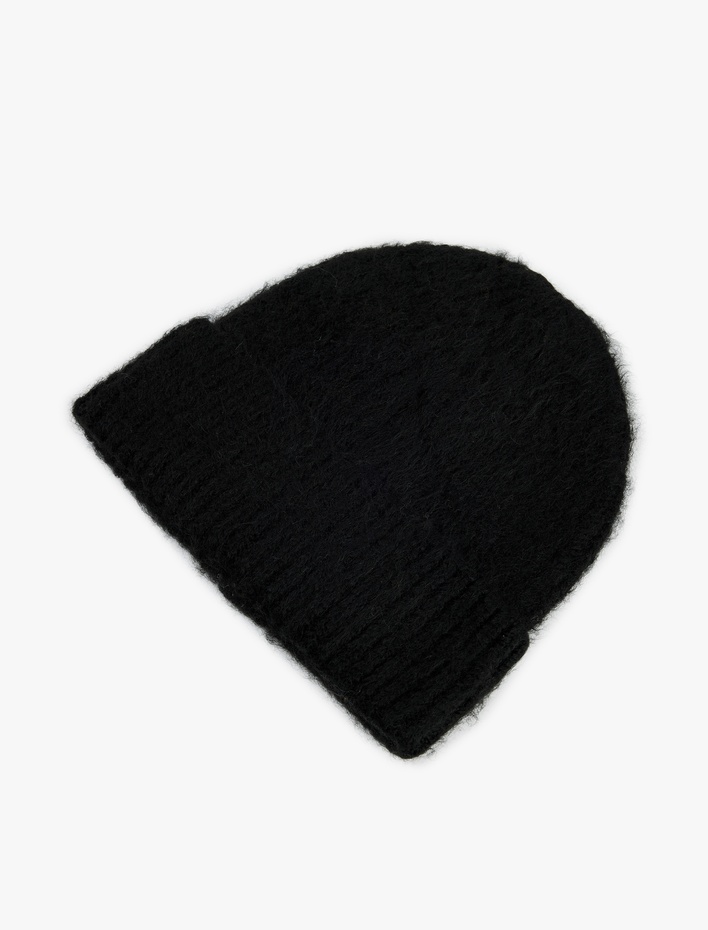 Kadın Yün Karışımlı Katlı Örgü Bere