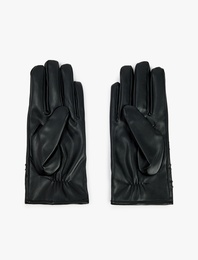 Metal Aksesuarlı Yıldız Şekilli Suni Deri Eldiven