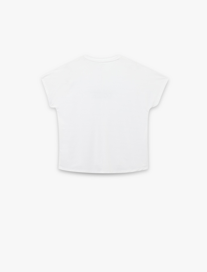  Rahat Kalıp Kısa Kollu Bisiklet Yaka Baskılı Spor Tişört