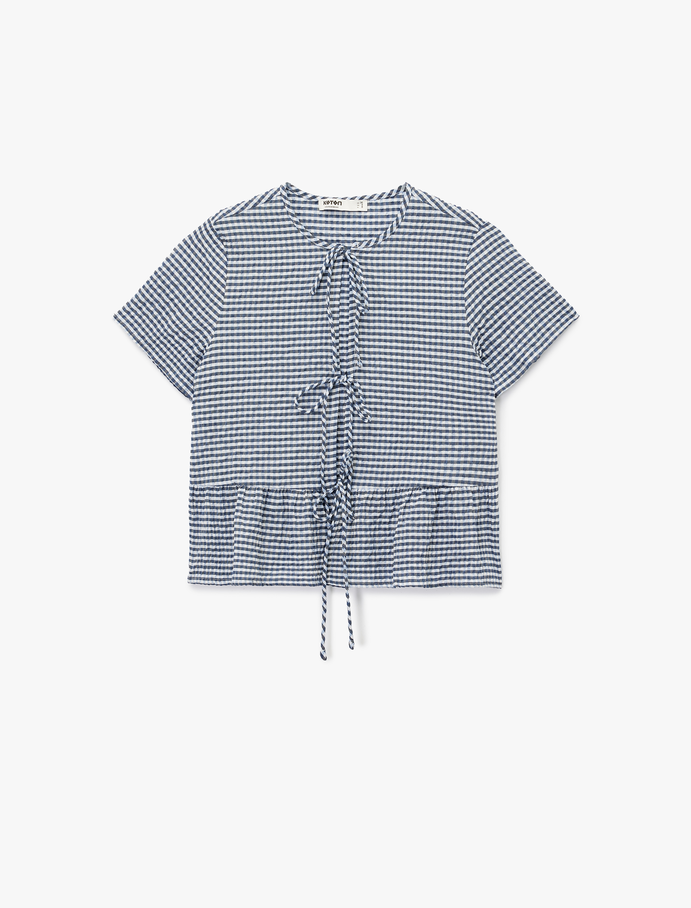 Bağlama Detaylı Rahat Kalıp Kısa Kollu Pijama Üstü
