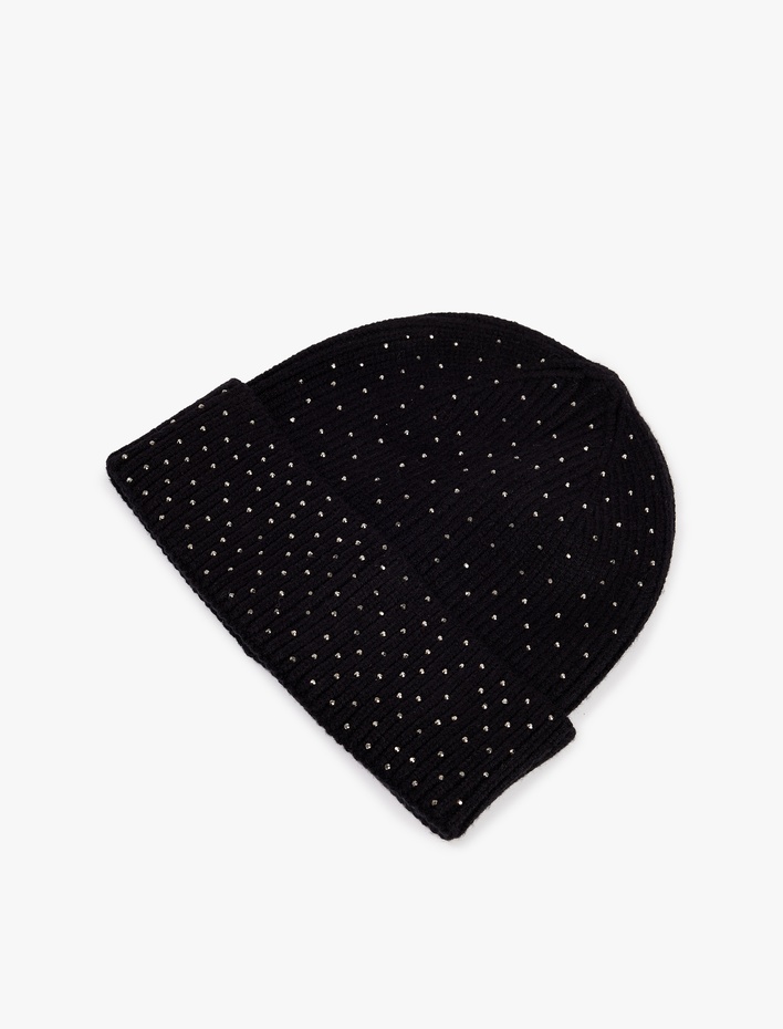 Kadın Viskon Karışımlı Taş Detaylı Örgü Bere