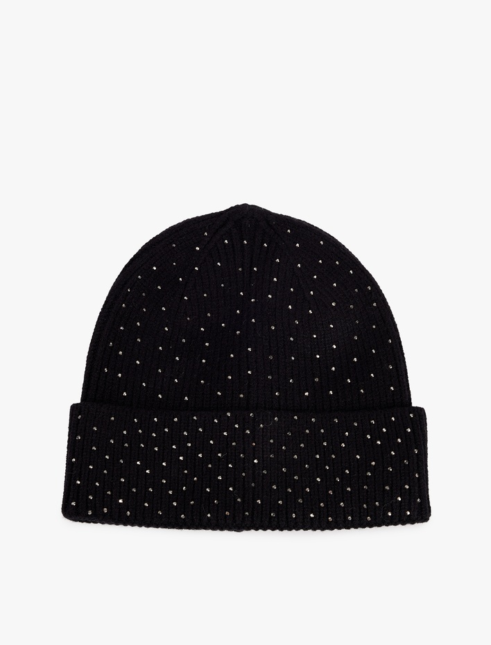 Kadın Viskon Karışımlı Taş Detaylı Örgü Bere