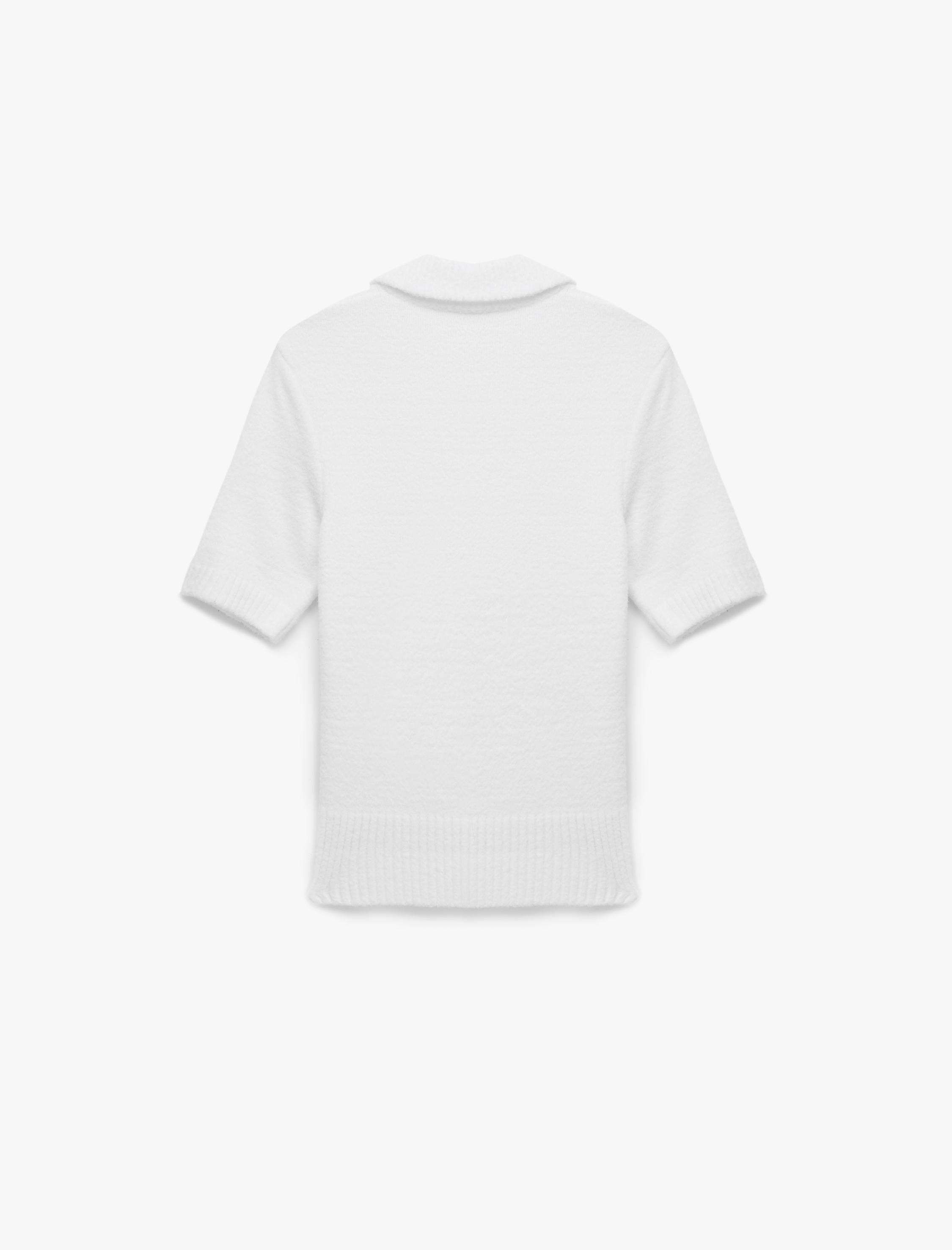   Düğmeli Kısa Kollu Polo Yaka Triko Peluş Hırka