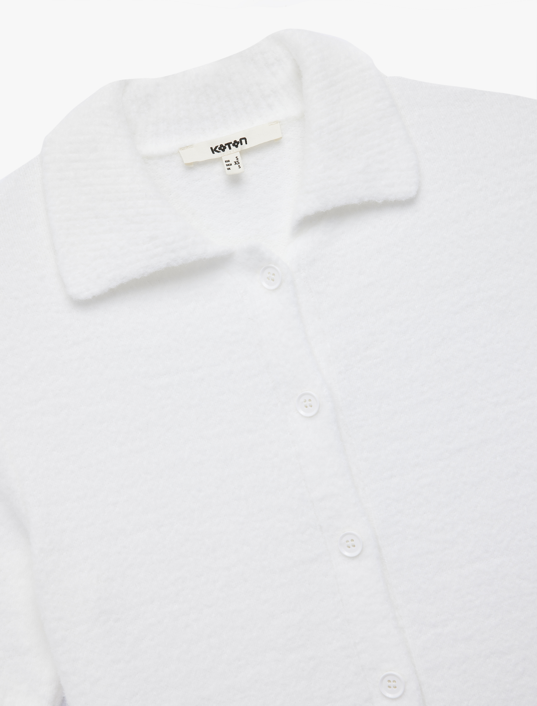   Düğmeli Kısa Kollu Polo Yaka Triko Peluş Hırka