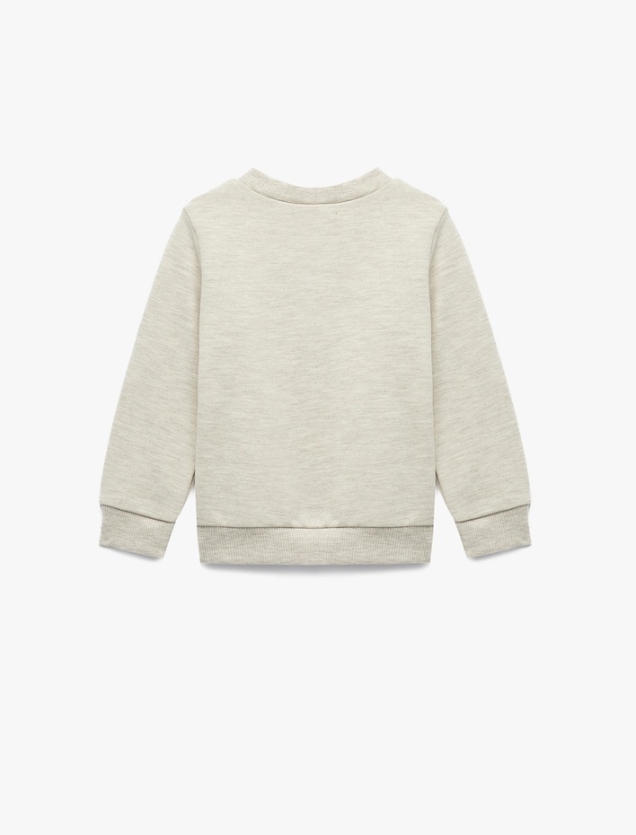 Erkek Bebek Uzun Kollu Bisiklet Yaka Ayıcık Detaylı Sweatshirt