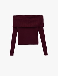 Uzun Kollu Omzu Açık Slim Fit Triko Kazak