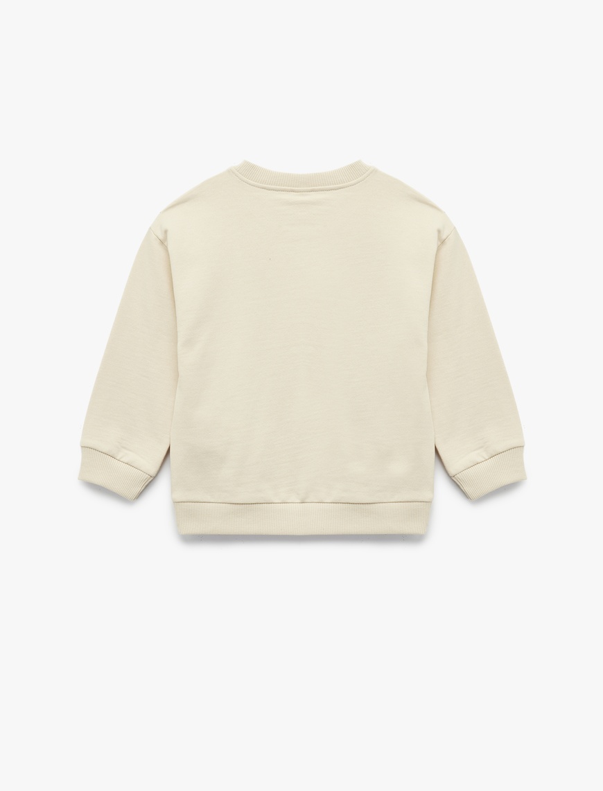  Erkek Bebek Pamuklu Uzun Kollu Bisiklet Yaka Baskılı Sweatshirt