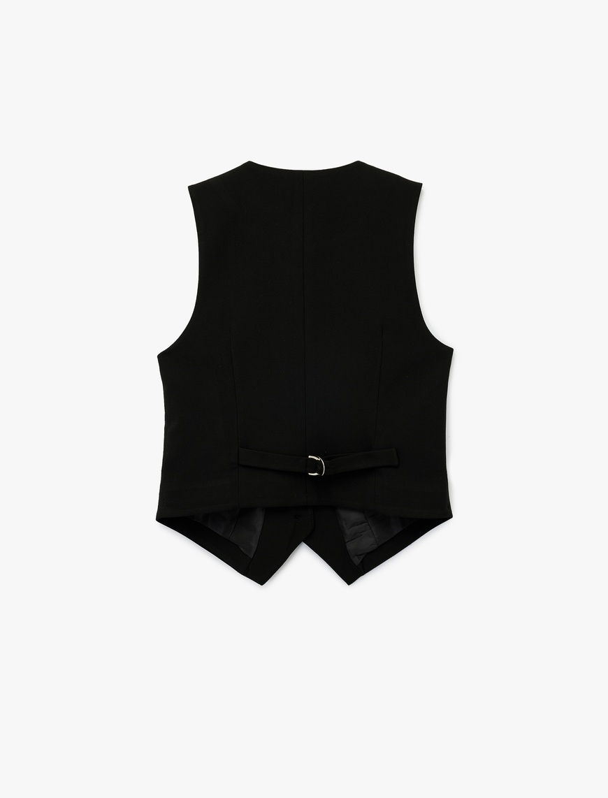   Slim Fit V Yaka Düğmeli Blazer Yelek