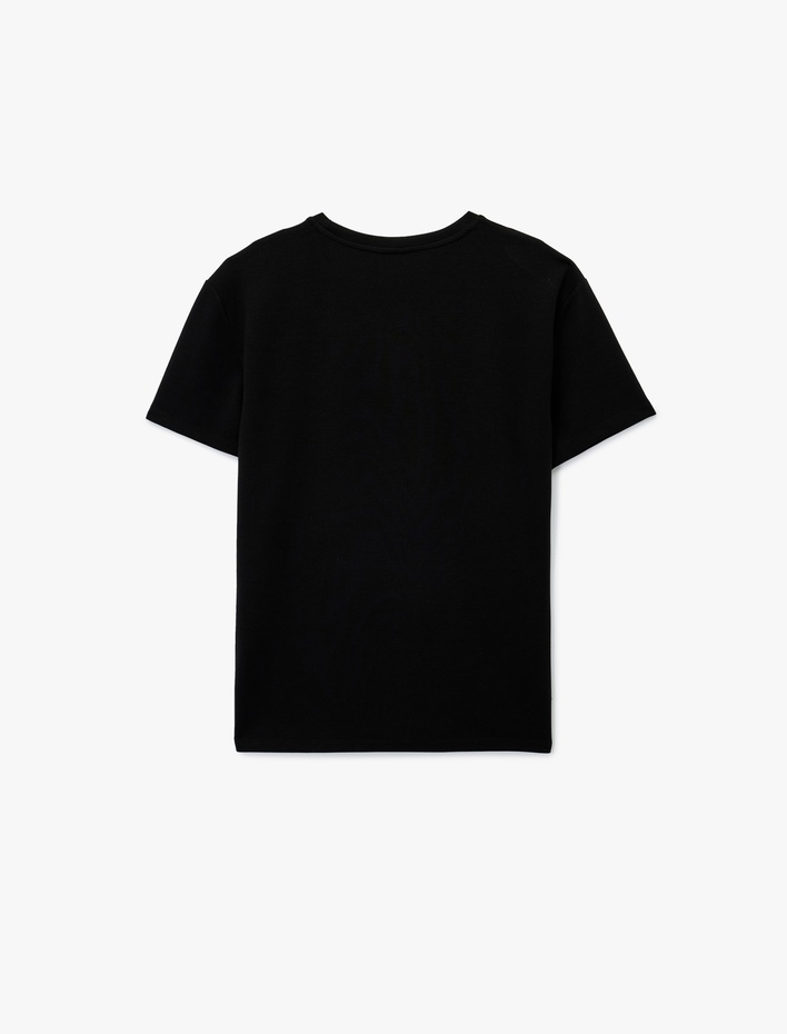  Regular Fit Kısa Kollu Bisiklet Yaka Baskılı Spor Tişört