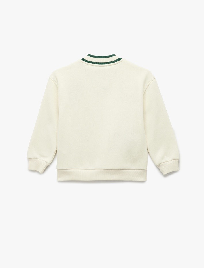 Kız Çocuk Nakış Detaylı Uzun Kollu V Yaka Oversize Sweatshirt