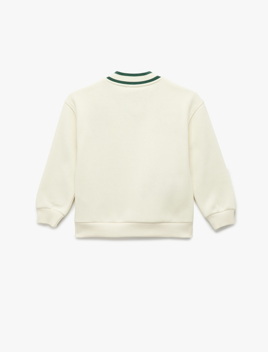  Kız Çocuk Nakış Detaylı Uzun Kollu V Yaka Oversize Sweatshirt