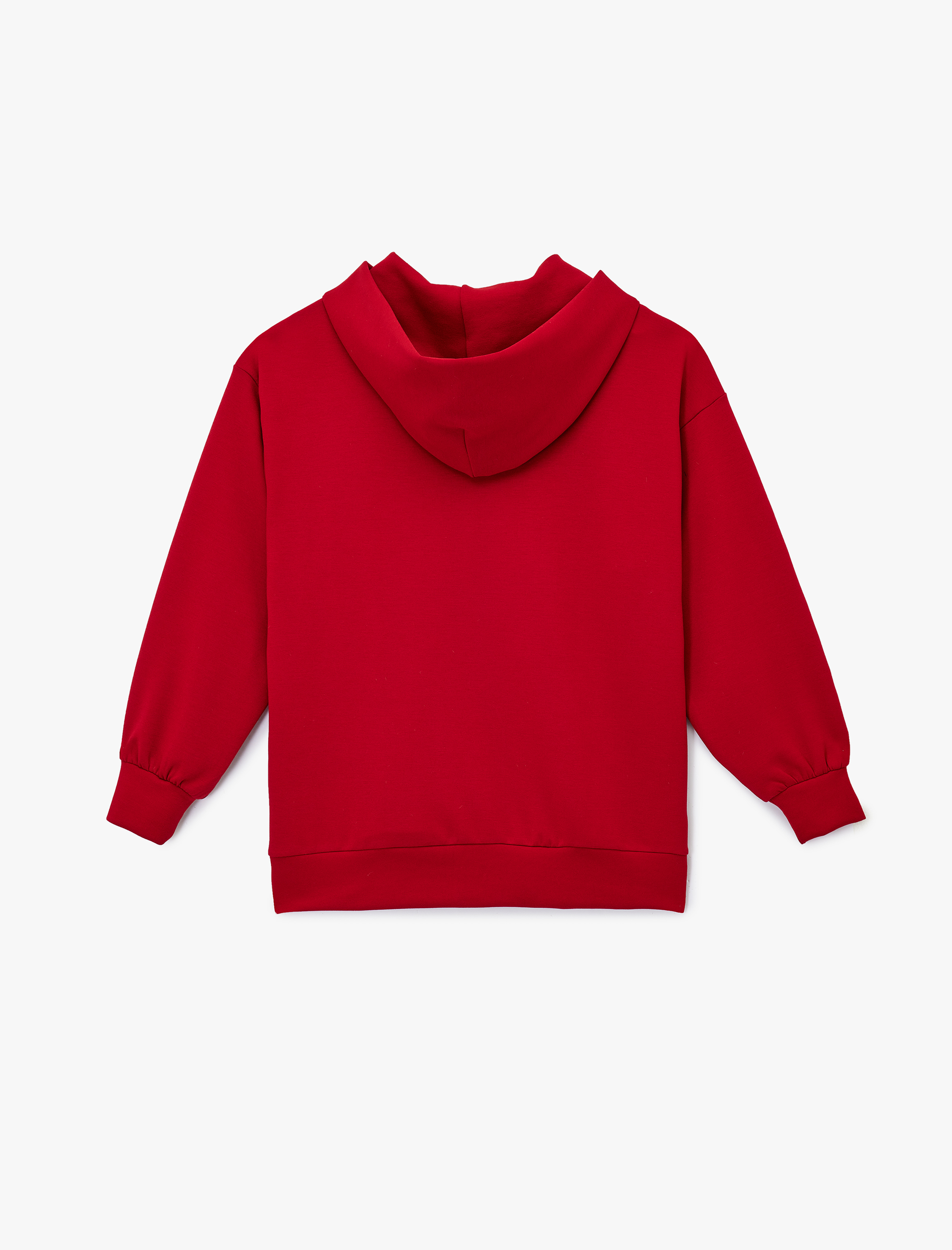   Uzun Kollu Cepli Fermuarlı Kapüşonlu Sweatshirt