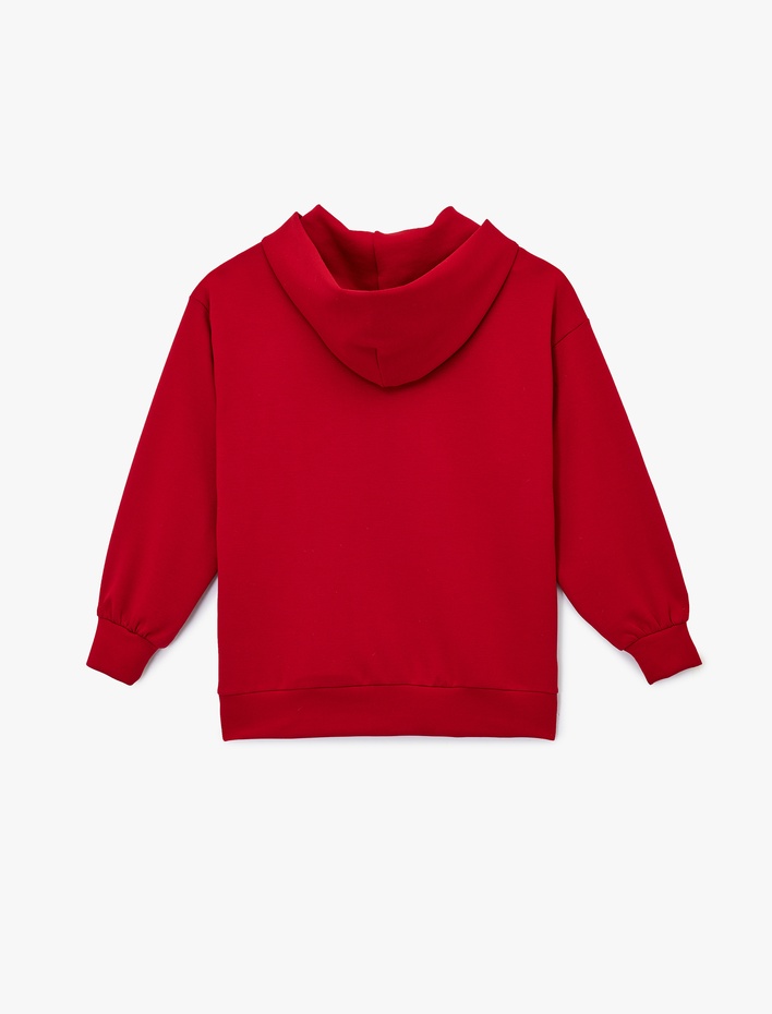  Uzun Kollu Cepli Fermuarlı Kapüşonlu Sweatshirt