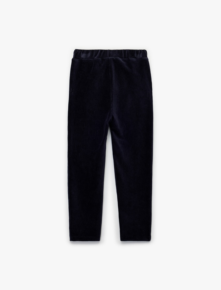 Erkek Bebek Beli Bağlamalı Cep Detaylı Basic Kadife Pantolon