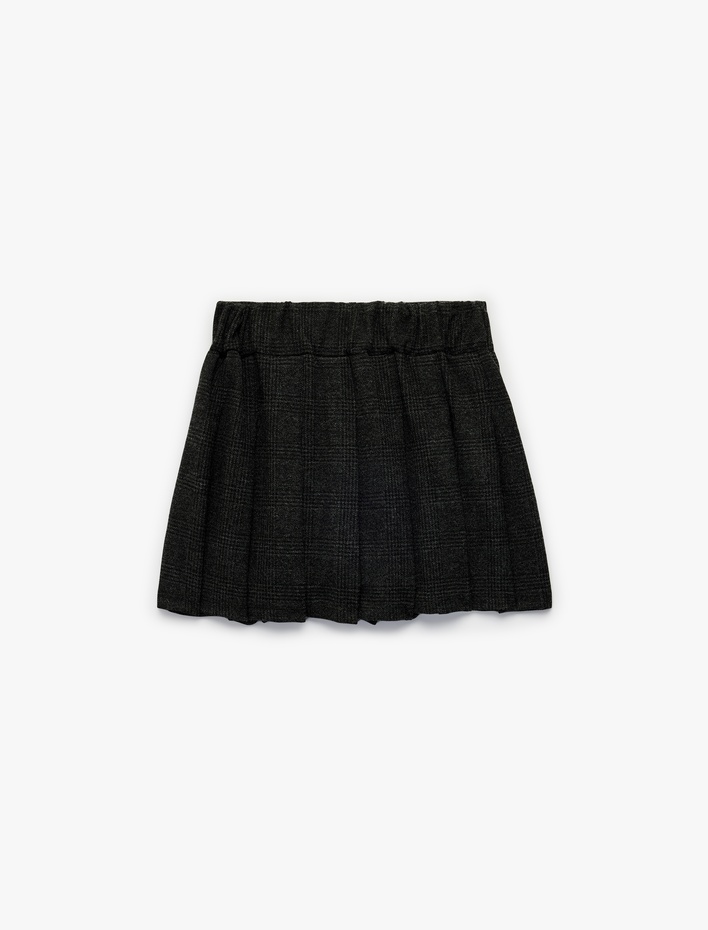 Kız Çocuk Kemer Detaylı Viskon Karışımlı Kalın Piliseli Etek