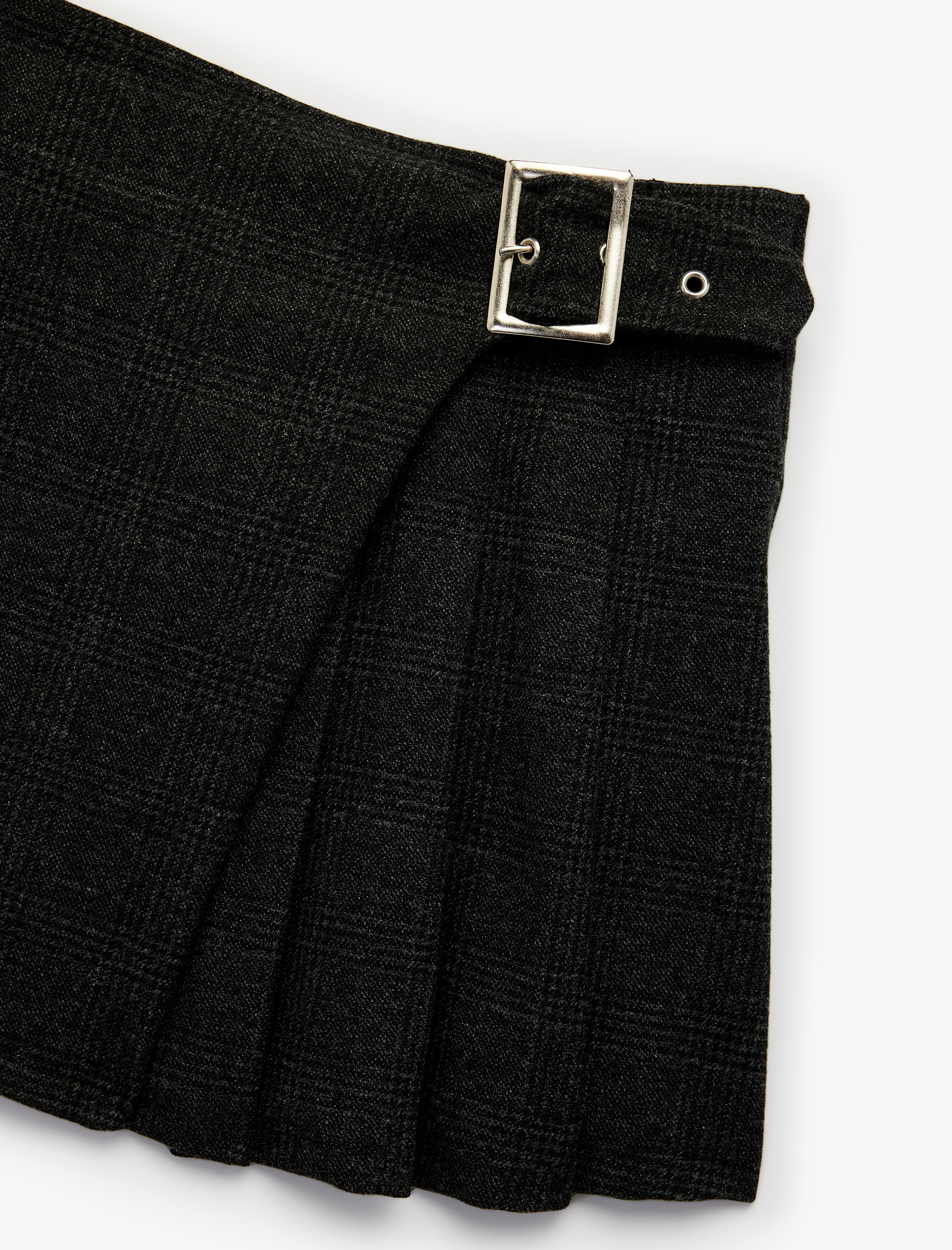  Kız Çocuk Kemer Detaylı Viskon Karışımlı Kalın Piliseli Etek