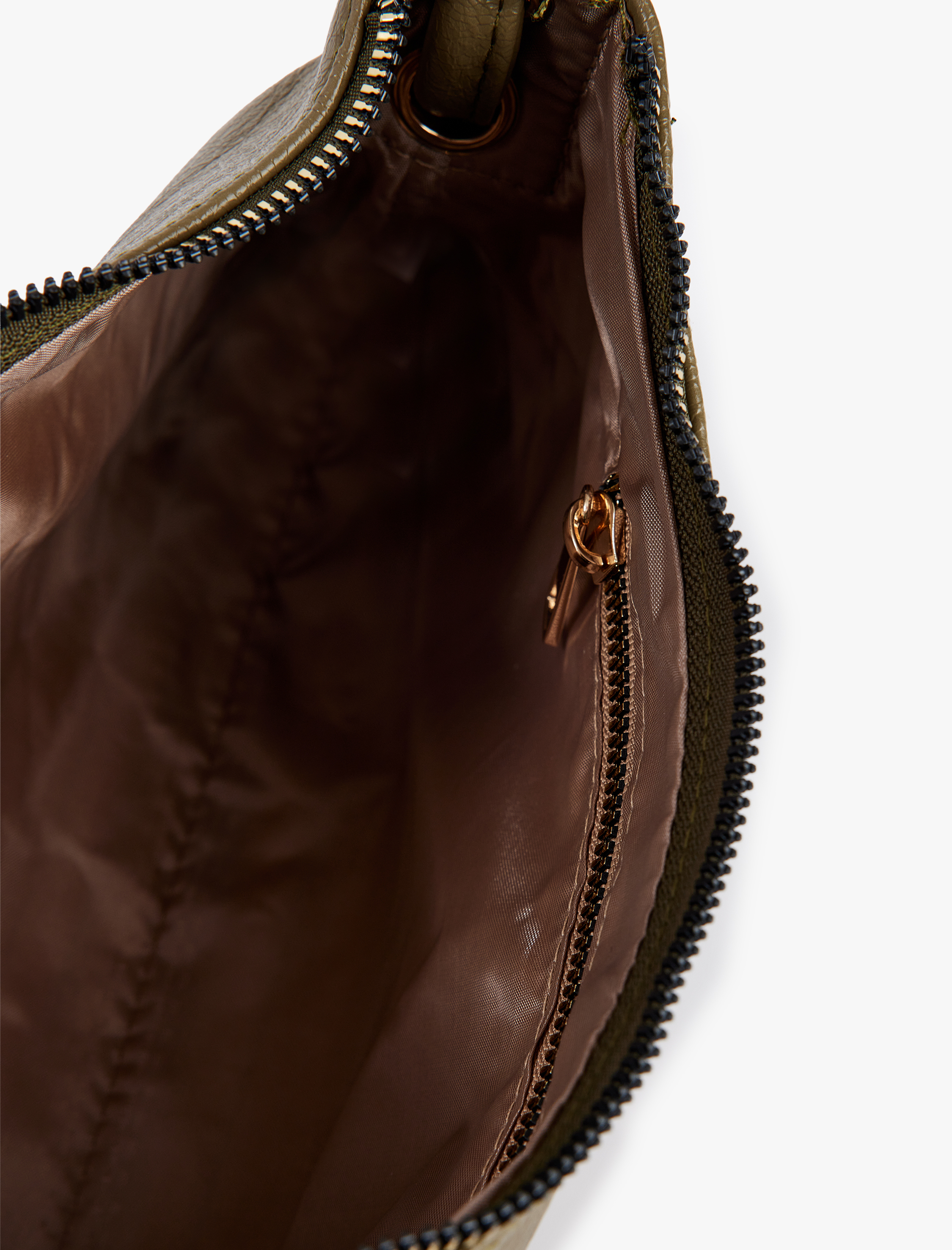  Kadın Suni Deri Düğüm Detaylı Fermuarlı Omuz Çantası