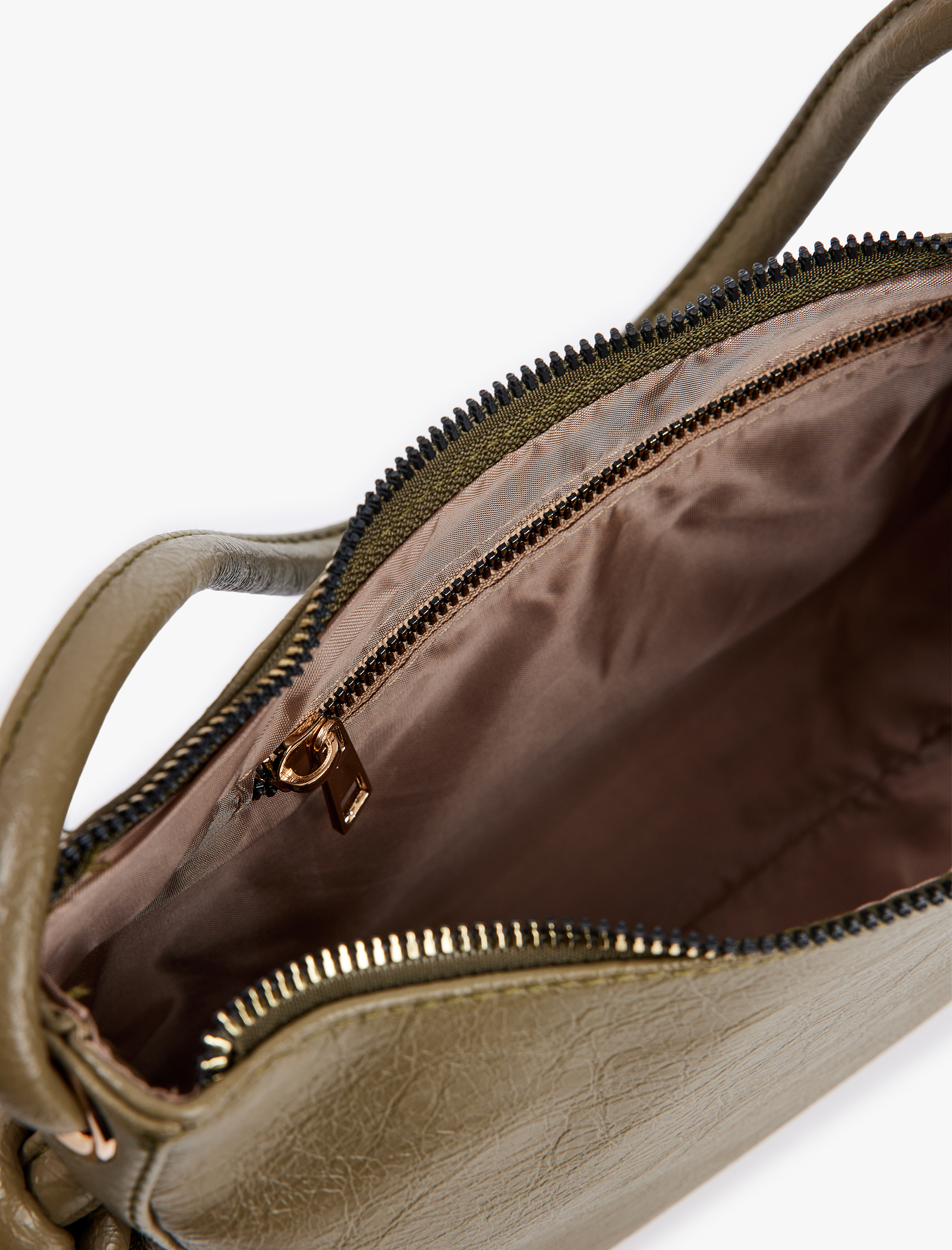  Kadın Suni Deri Düğüm Detaylı Fermuarlı Omuz Çantası