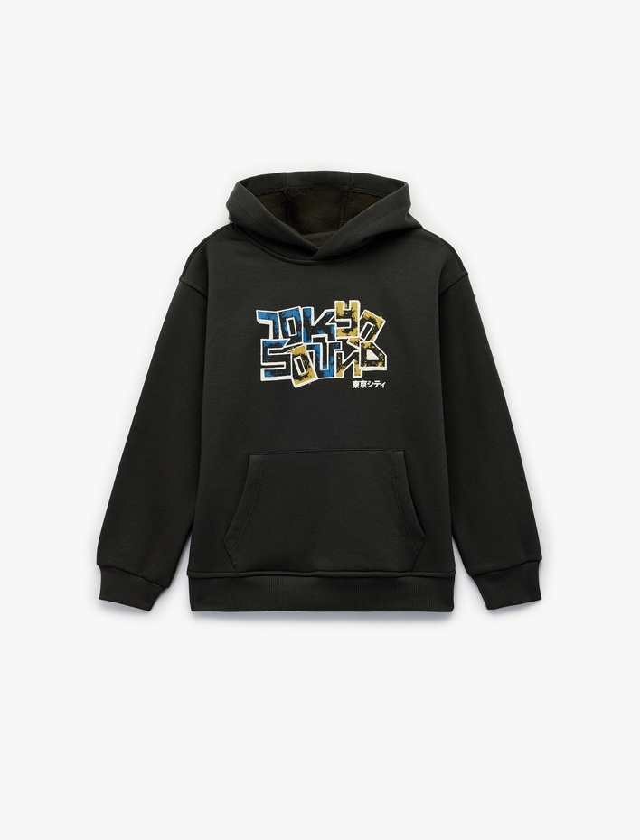 Erkek Çocuk Uzun Kollu Baskılı Oversize Kapşonlu Sweatshirt