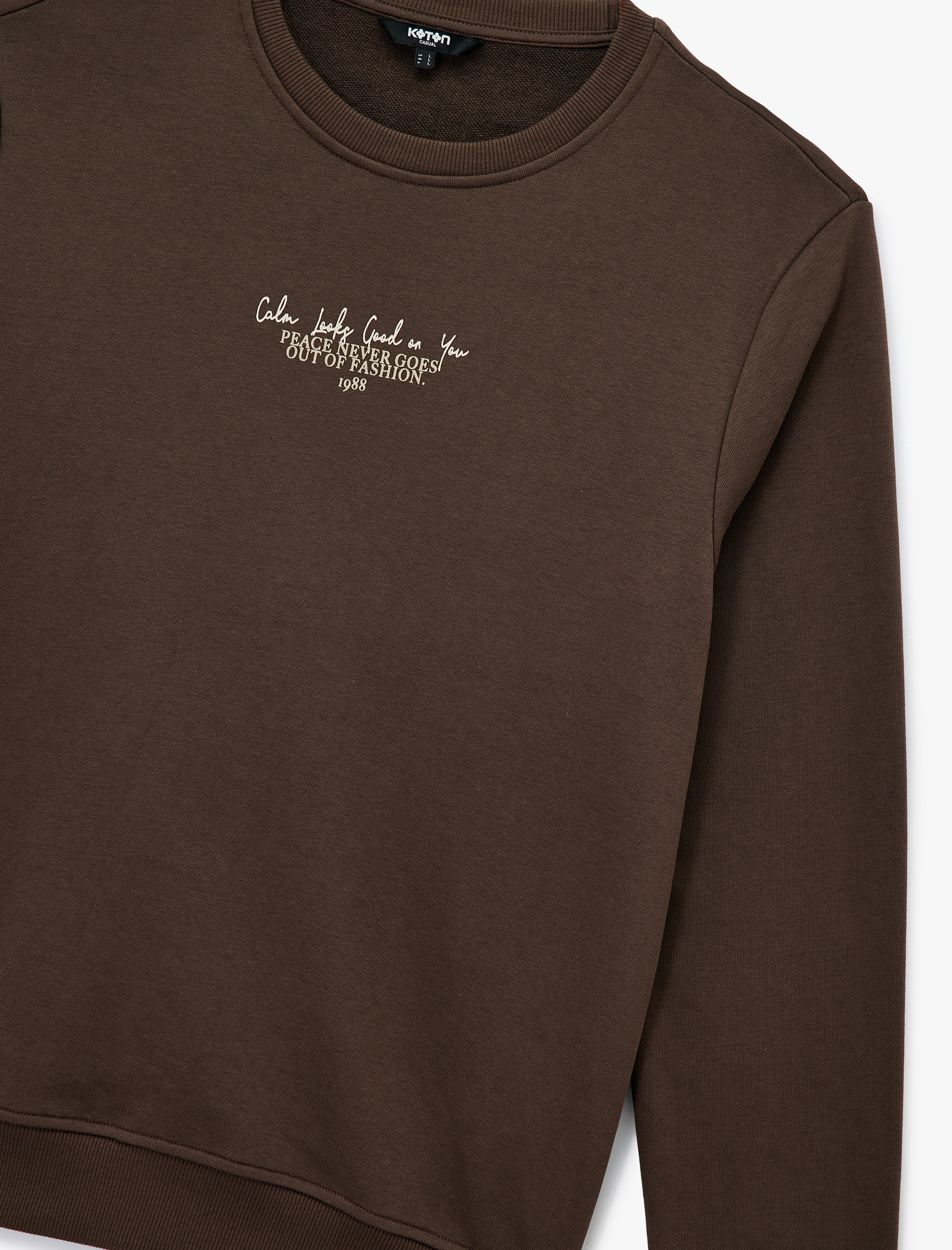   Uzun Kollu Bisiklet Yaka Baskılı Sweatshirt