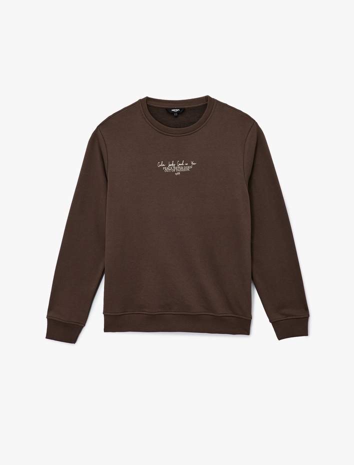  Uzun Kollu Bisiklet Yaka Baskılı Sweatshirt