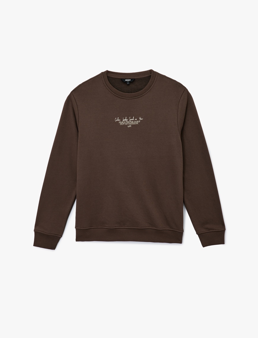   Uzun Kollu Bisiklet Yaka Baskılı Sweatshirt