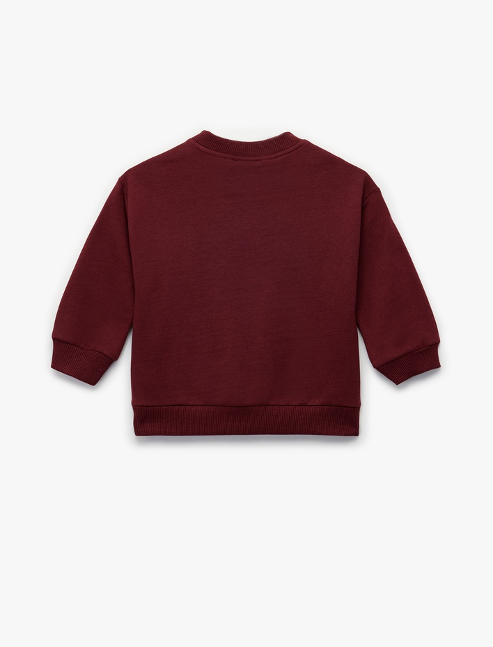 Kız Bebek Pamuklu Uzun Kollu Bisiklet Yaka Baskılı Sweatshirt