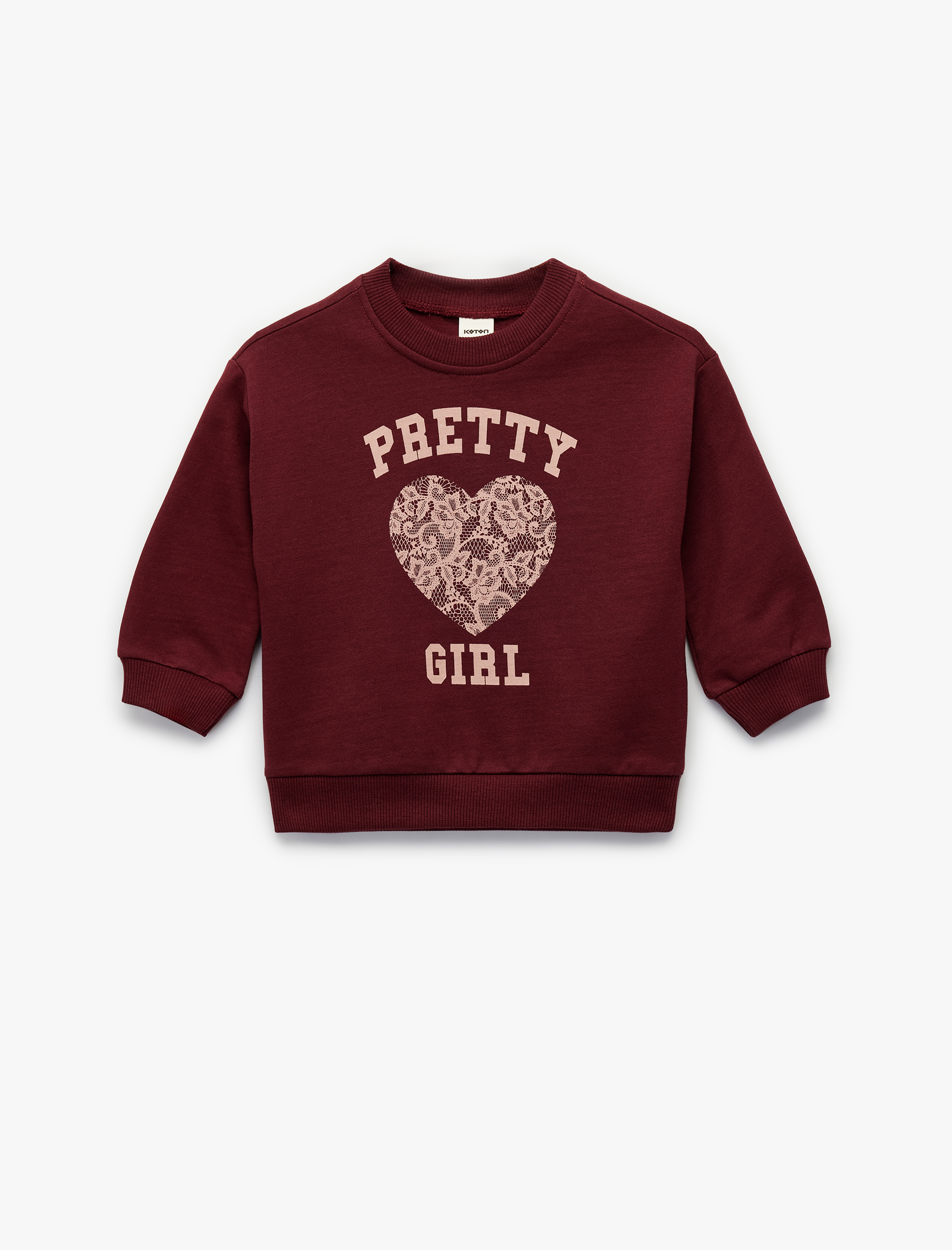  Kız Bebek Pamuklu Uzun Kollu Bisiklet Yaka Baskılı Sweatshirt