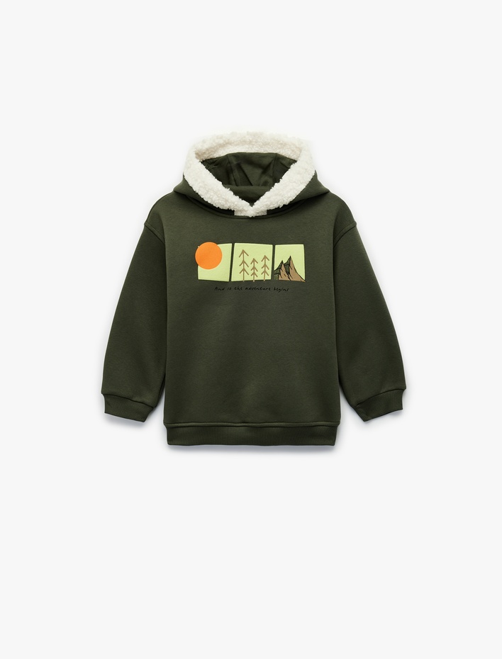 Erkek Bebek Uzun Kollu Baskılı Kapşonlu Oversize Sweatshirt