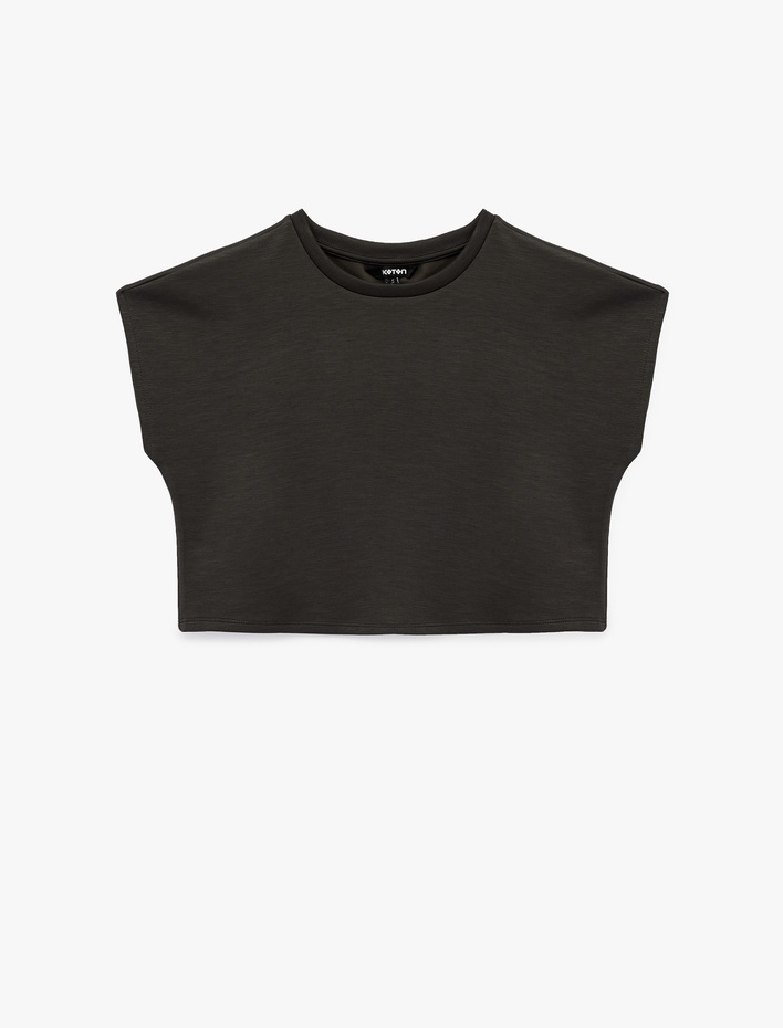  Slim Fit Bisiklet Yaka Kolsuz Basic Tişört