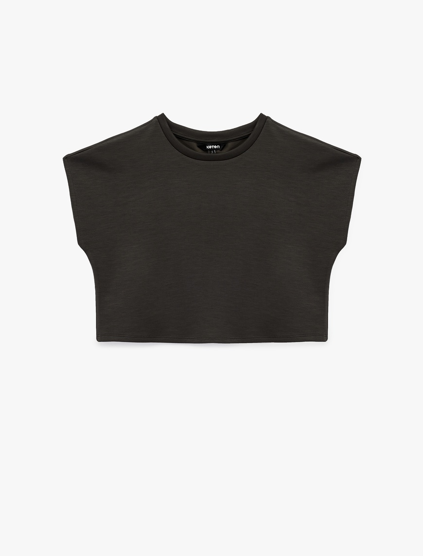   Slim Fit Bisiklet Yaka Kolsuz Basic Tişört