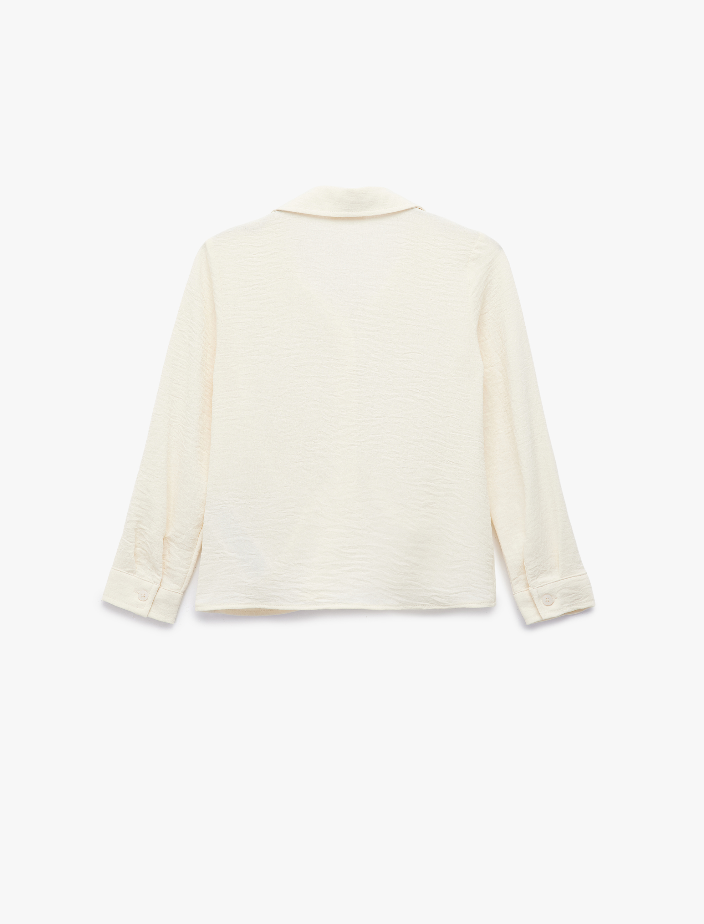  Kız Çocuk Uzun Kollu Düğmeli Bağlama Detaylı Gömlek