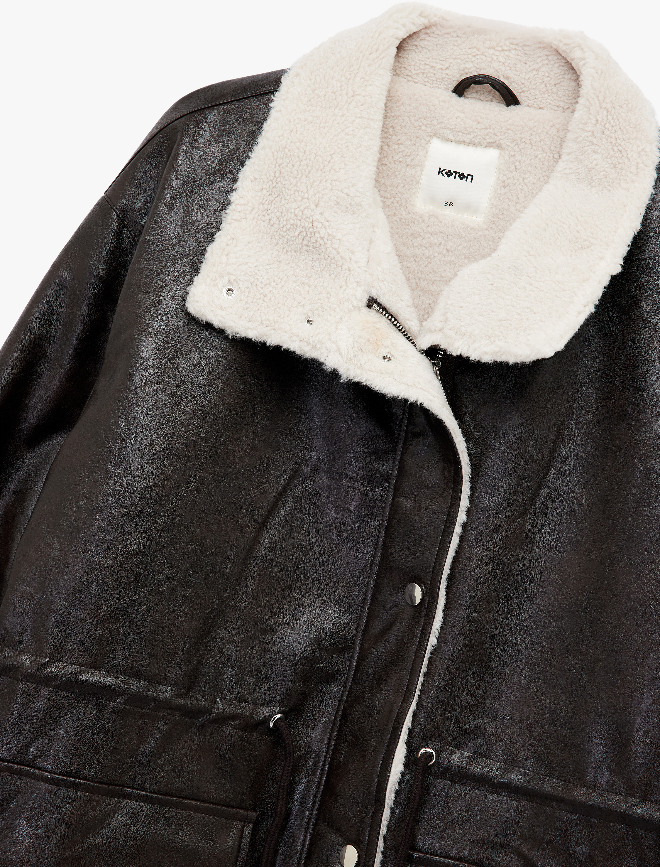   Koton X Sibil Çetinkaya - Bonded Kaban Uzun Kollu Kruvaze İçi Peluş Astarlı