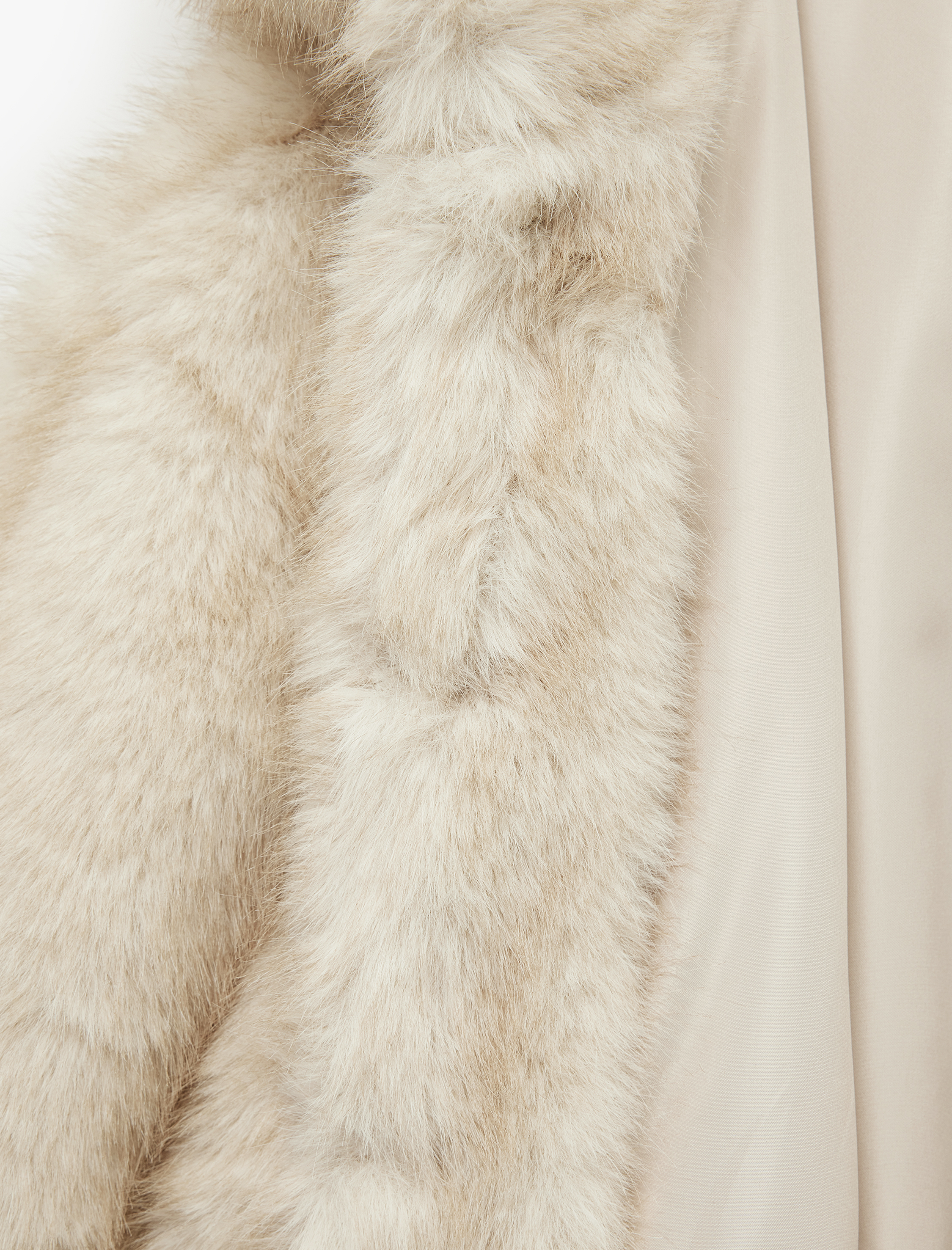   Koton X Sibil Çetinkaya - Suni Kürk Mont Uzun Kollu Kapüşonlu